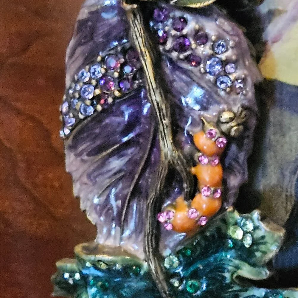 RARE JAY STRONGWATER SPRING SUMMER FLOWER LEAF CRYSTAL ENAMEL SQUARE FRAME